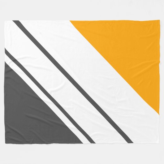 Sporty Vibranly Gray Yellow White Racing Streifen Fleecedecke (Vorderseite (Horizontal))