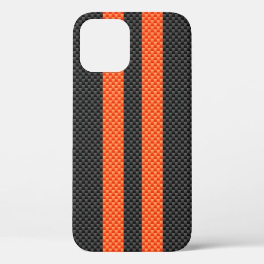 Sporty Vibrant Orange Stripes Carbon Fibre Style Case-Mate iPhone Hülle (Rückseite)