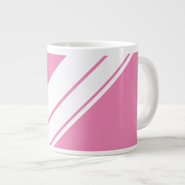 Sporty-weiße Diagonal-Racing-Streifen auf rosa Jumbo-Tasse