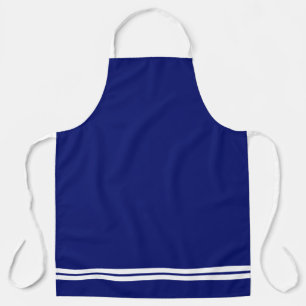 Sporty White Hem Racing Streifen auf Navy Blue Schürze