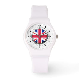 Sporty White Silicon Watch: Die britische Flagge f Armbanduhr