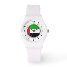 Sporty White Silicon Watch - Frauen-Emirates-Flagg Armbanduhr