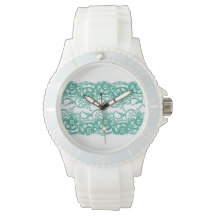 Sporty White Watch mit Aquamariner Lace-Face