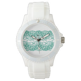 Sporty White Watch mit Aquamariner Lace-Face Armbanduhr