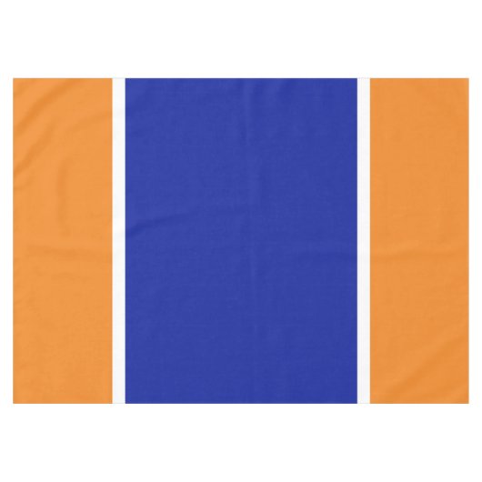 Sporty Wide Bold Royal Blue White Orange Stripes Tischdecke (Vorderseite (Horizontal))