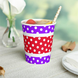 Sporty Wide Bright Lila, weiß gepunktete Streifen Pappbecher