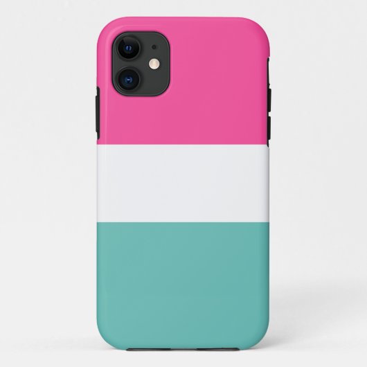 Sporty Wide Bright Pink Mint Blue White Stripes Case-Mate iPhone Hülle (Rückseite)