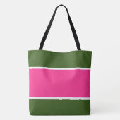 Sporty Wide Bright Pink White Forest Green Strips Tasche (Rückseite)