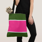 Sporty Wide Bright Pink White Forest Green Strips Tasche (Von Nahem)