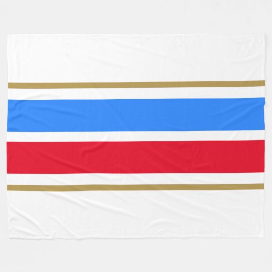 Sporty Wide Bright Red White Blue Racing Streifen Fleecedecke (Vorderseite (Horizontal))