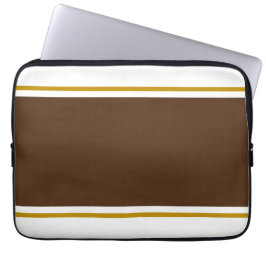 Sporty Wide Cocao Brown Racing Streifen auf Weiß Laptopschutzhülle