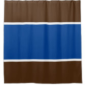 Sporty Wide Deep Blue White Athletic Brown Streife Duschvorhang (Vorderseite)