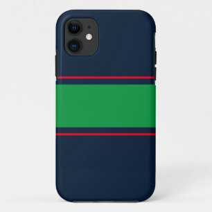 Sporty Wide Green Red Racing Strips auf der Marine Case-Mate iPhone Hülle