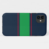 Sporty Wide Green Red Racing Strips auf der Marine Case-Mate iPhone Hülle (Rückseite (Horizontal))