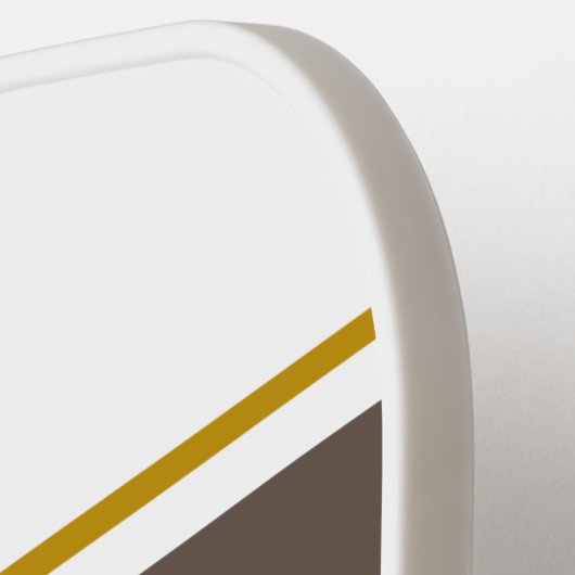 Sporty Wide Kakao Braune Racingstreifen auf Weiß Pickleball Schläger (Linke Seite)