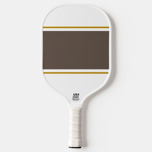 Sporty Wide Kakao Braune Racingstreifen auf Weiß Pickleball Schläger (Rückseite)