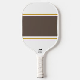 Sporty Wide Kakao Braune Racingstreifen auf Weiß Pickleball Schläger