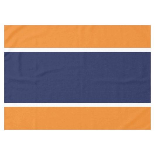 Sporty Wide Navy Blaue Streifen auf Orange Tischdecke (Vorderseite (Horizontal))