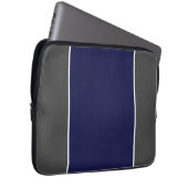 Sporty Wide Navy Blue White Streifen auf dunkelgra Laptopschutzhülle (Vorne Rechts)