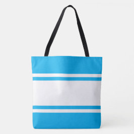 Sporty Wide White Bright Sky Blue Racing Streifen Tasche