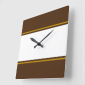 Sporty Wide White Cocoa Brown Racing Streifen Quadratische Wanduhr (Winkel)