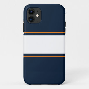 Sporty Wide White Orange Navy Blue Racing Streifen Case-Mate iPhone Hülle