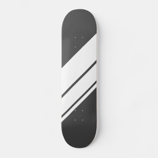 Sporty Wide White Racing Streifen Grau Hintergrund Skateboard (Vorderseite)