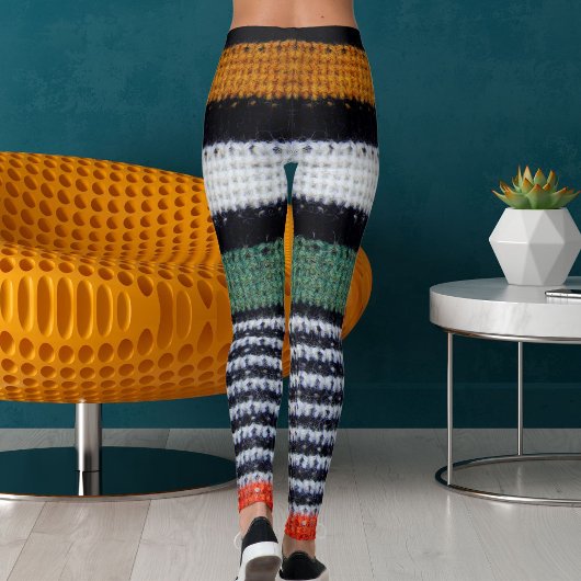 Sporty Women Striped Wool Texture Knitted Pattern  Leggings