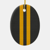 Sporty Yellow Racing Stripes Carbon Fibre Style Keramikornament (Vorne)