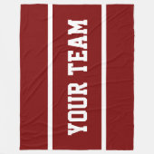 Sporty YOUR TEAM Text Deep Red White Stripes Fleecedecke (Vorderseite)