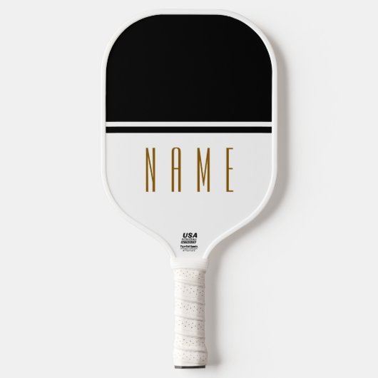 Sporty zeitgenössischer Schwarz-weißer Farbblockte Pickleball Schläger (Vorderseite)