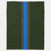 SportyBold Retro Forest Green Blue Racing Streifen Fleecedecke (Vorderseite)