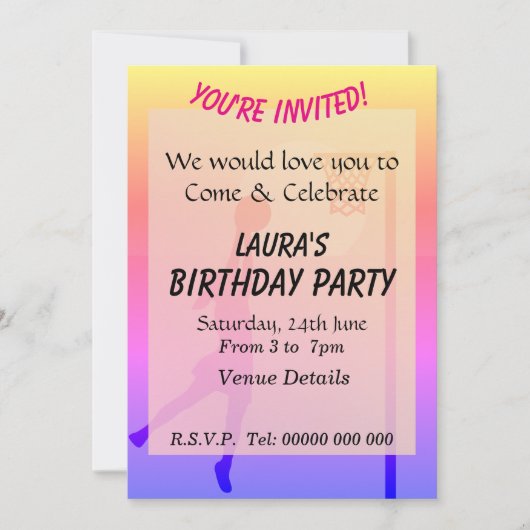 SportyThemed Netball-Party Einladung (Vorderseite)