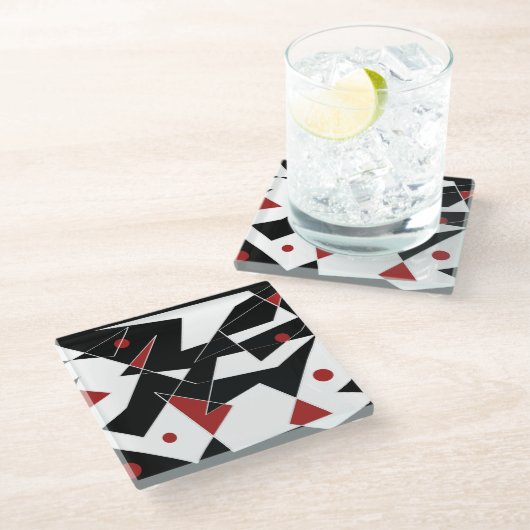 Spot die roten Bälle Glasuntersetzer (Schrägansicht)