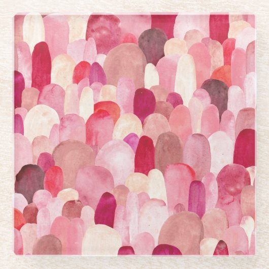 Spot Medley: Pink-Red Textile Dream. Glasuntersetzer (Vorderseite)