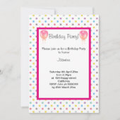 Spot Pastel Balloon Pink BIRTHDAY PARTY EINLADUNG (Vorderseite)