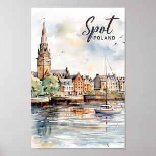 Spot Polen Aquarellmalerei Poster