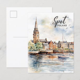 Spot Polen Aquarellmalerei Postkarte