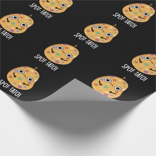 Spot-tato Funny Potato Pun Dark BG Geschenkpapier (Ecke)