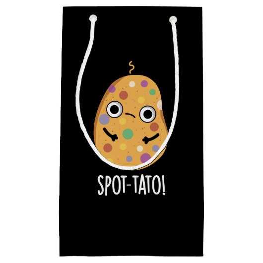 Spot-tato Funny Potato Pun Dark BG Kleine Geschenktüte (Vorderseite)