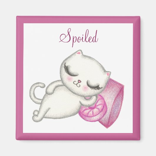 Spoted White Cat Magnet (Vorne)