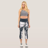 [spotempo]Schwarze Farbmuster der Krawatte Capri Leggings (Vorderseite)