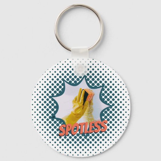 Spotles Cleaning Service Custom Text Logo Keychain Schlüsselanhänger (Vorderseite)