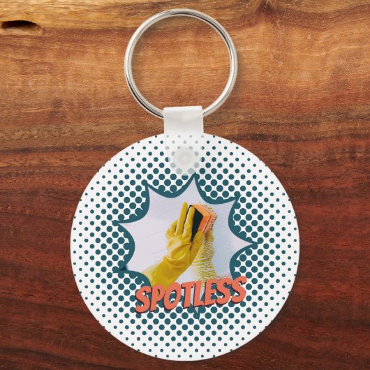 Spotles Cleaning Service Custom Text Logo Keychain Schlüsselanhänger (Vorderseite)