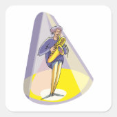 Spotlight auf einem Musikerplatz Quadratischer Aufkleber (Vorderseite)