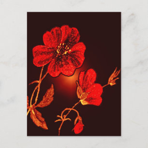 Spotlight auf roter Blume, braun und schwarz Postkarte