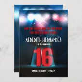 Spotlight Star Red Sweet 16 Einladung (Vorne/Hinten)