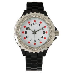 Spotmarkierungen - rot und schwarz auf weiß armbanduhr