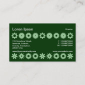 Spots - verblasste grüne Flächen auf dunkelwaldgrü Visitenkarte (Rückseite)