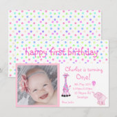 Spott Zoo Party laden rosa Rahmen2 Einladung (Vorne/Hinten)